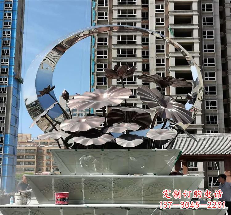 湖南不锈钢荷花雕塑把宁静的自然融入城市