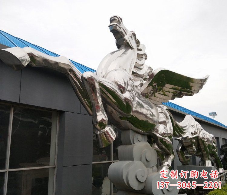 湖南不锈钢腾云的飞马城市雕塑