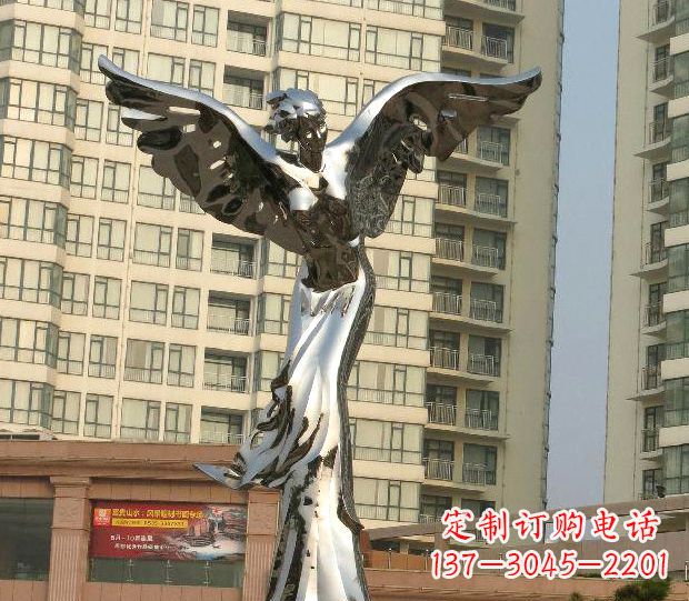 湖南不锈钢天使雕塑传递温暖的祝福