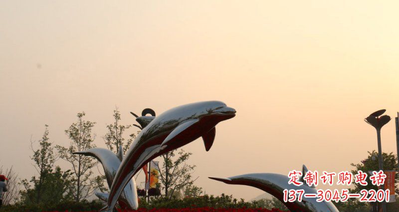 湖南不锈钢跳跃的海豚动物雕塑