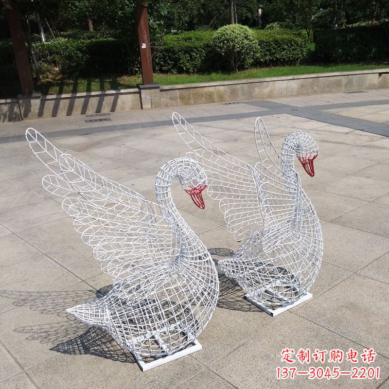 湖南不锈钢网格展翅天鹅雕塑
