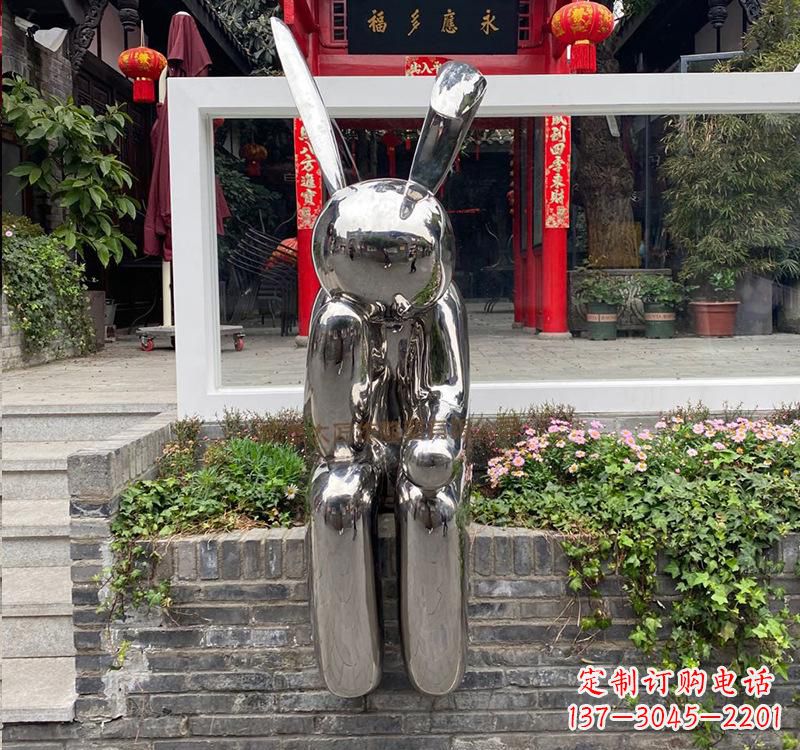 湖南不锈钢兔子雕塑精美的艺术作品