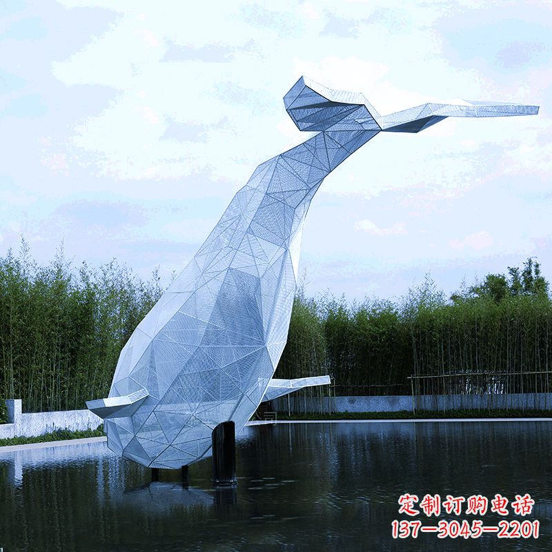 湖南不锈钢网格鲸鱼雕塑-大型公园景区园林动物景观雕塑