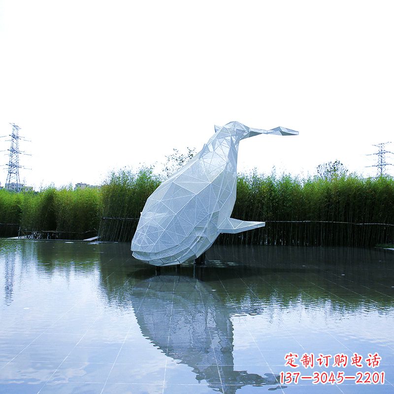湖南不锈钢网格鲸鱼水景景观雕塑