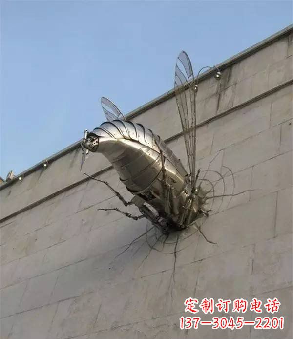 湖南不锈钢无头苍蝇动物雕塑