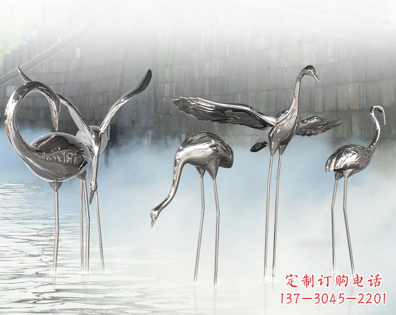湖南不锈钢仙鹤飞鸟雕塑