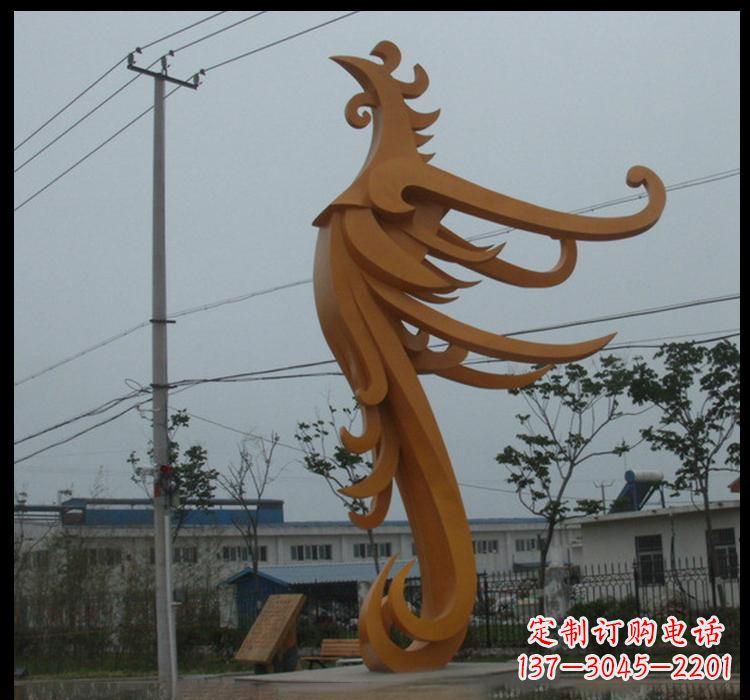 湖南不锈钢现代抽象动物凤凰雕塑