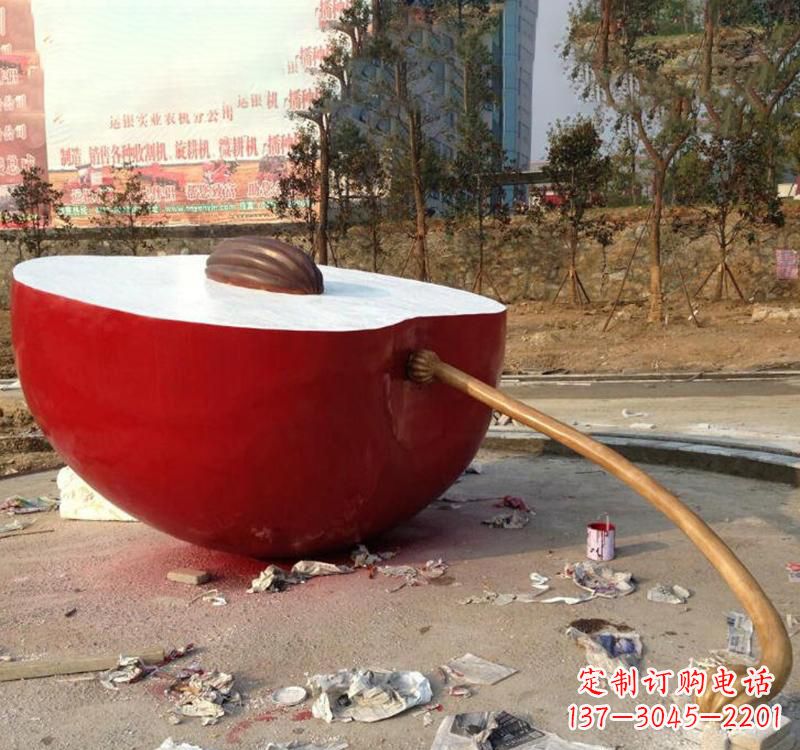 湖南不锈钢现代广场大型苹果雕塑