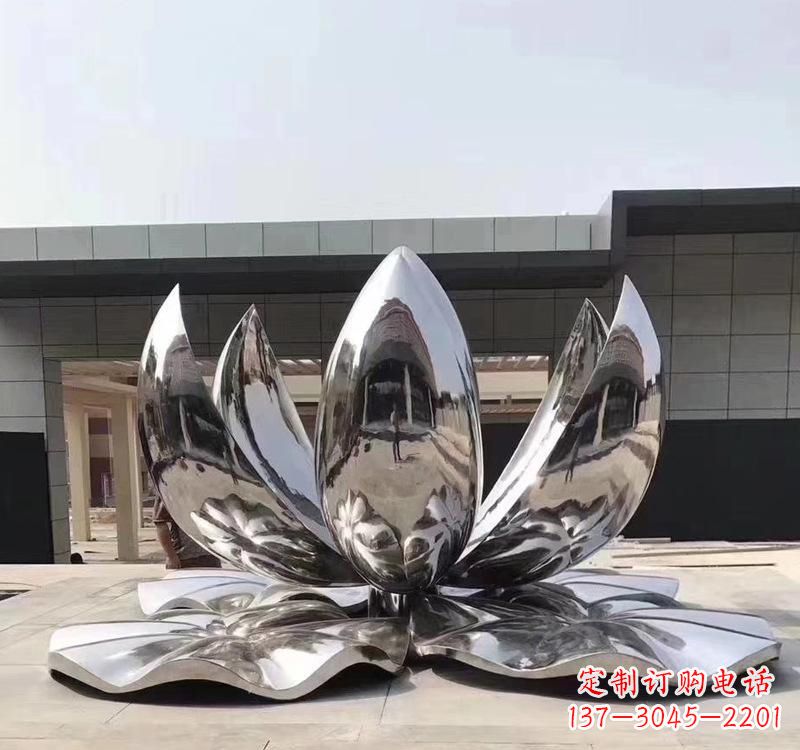 湖南不锈钢现代镜面荷花雕塑精美绝伦