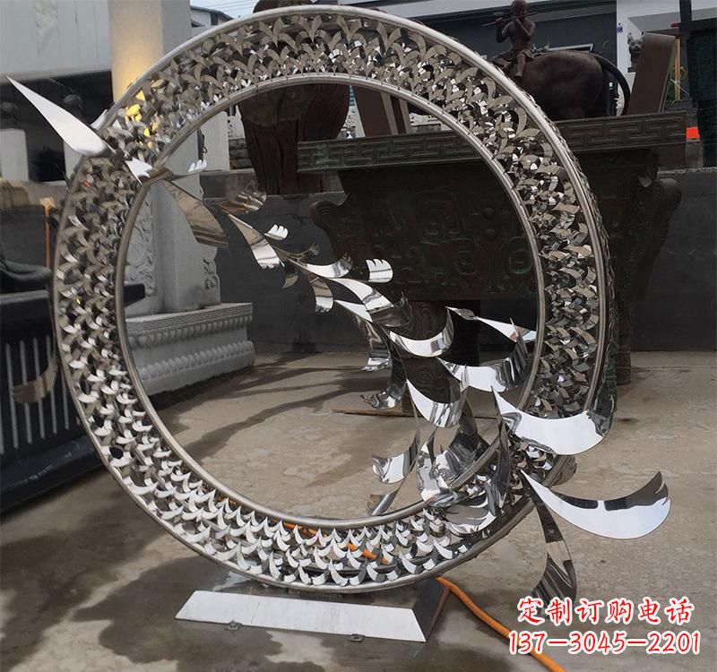 湖南不锈钢现代圆环雕塑