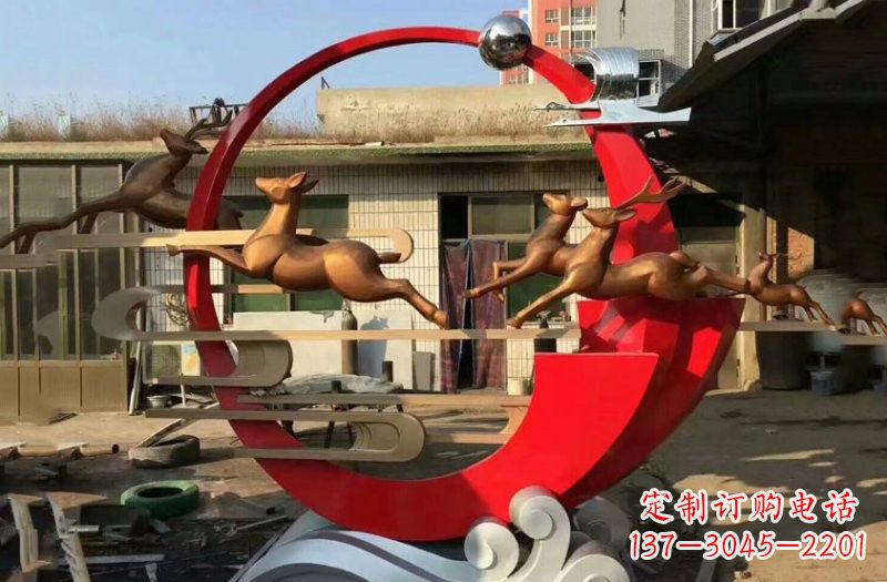湖南不锈钢制作的梅花鹿雕塑