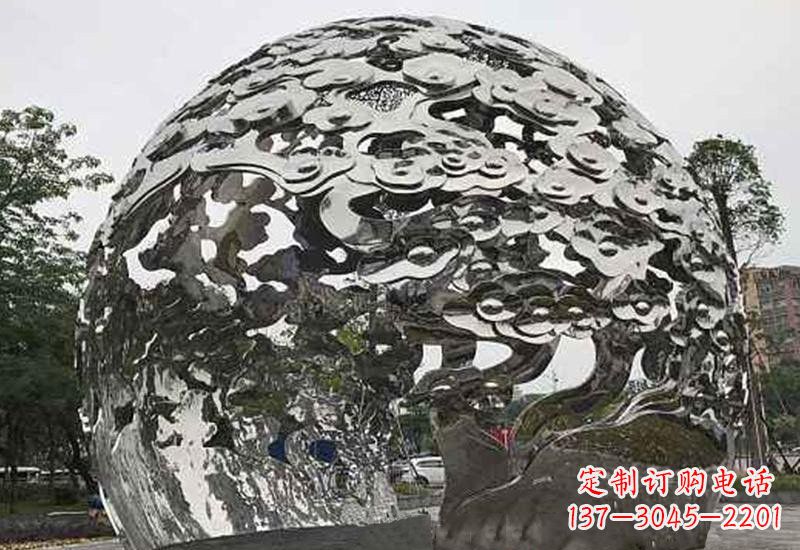 湖南不锈钢祥云镂空球拱门雕塑