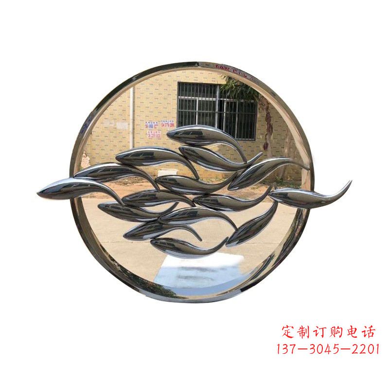 湖南不锈钢小区抽象鱼和圆环雕塑