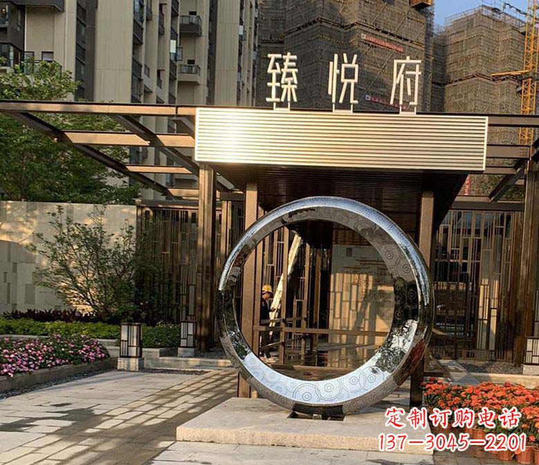 湖南不锈钢小区景观圆环雕塑