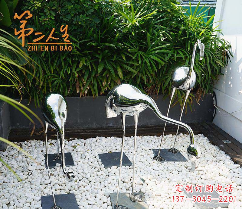 湖南不锈钢小区仙鹤动物雕塑1