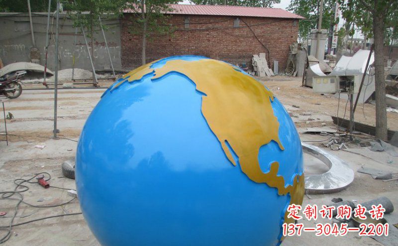 湖南不锈钢校园地球雕塑象征着全球友好