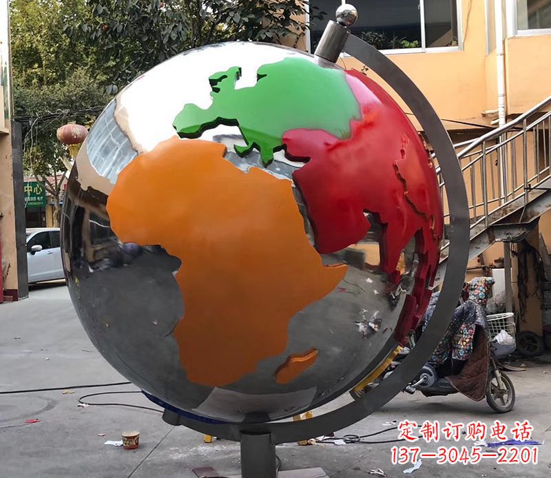 湖南不锈钢校园地球仪雕塑 (2)