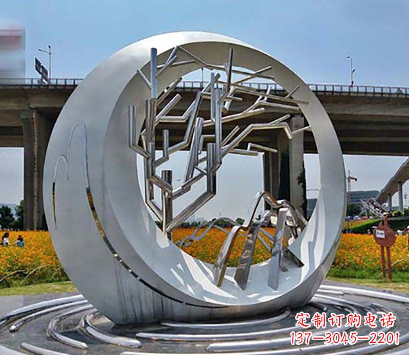 湖南不锈钢异形圆环雕塑