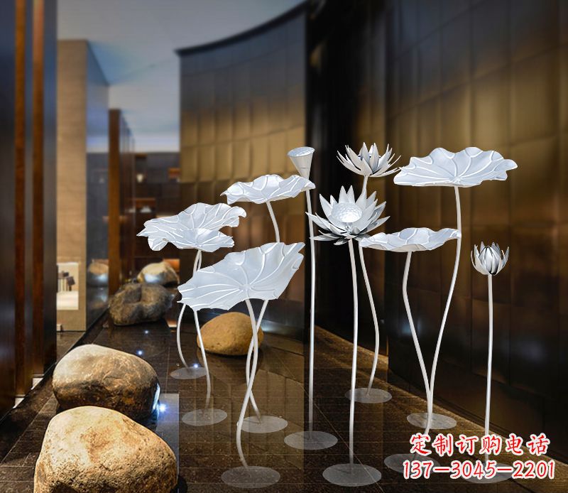 湖南不锈钢银色荷花雕塑