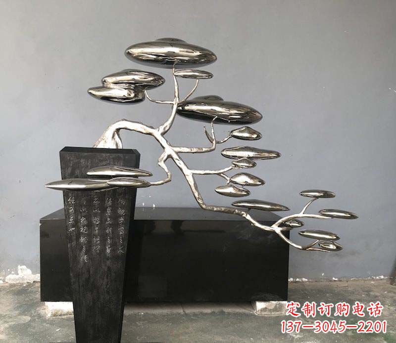 湖南不锈钢迎客松景观雕塑