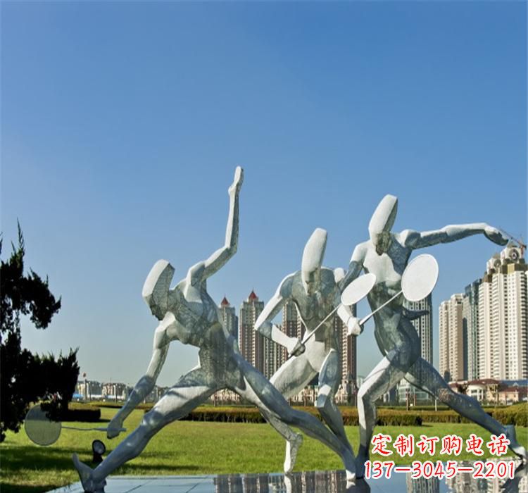 湖南不锈钢园林打羽毛球雕塑
