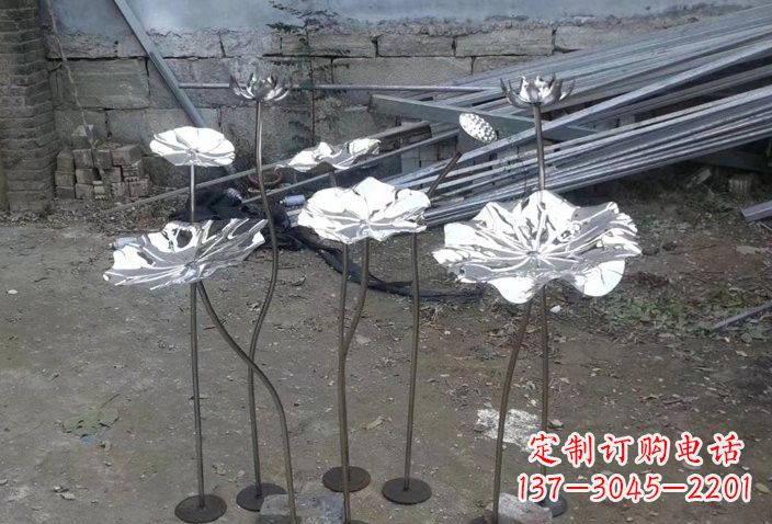 湖南不锈钢园林荷花荷叶雕塑