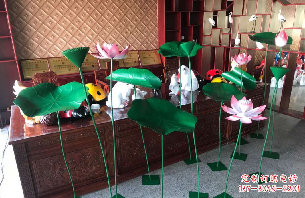 湖南不锈钢园林荷花荷叶景观雕塑