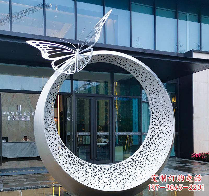 湖南不锈钢园林戒指雕塑精美细腻的艺术品
