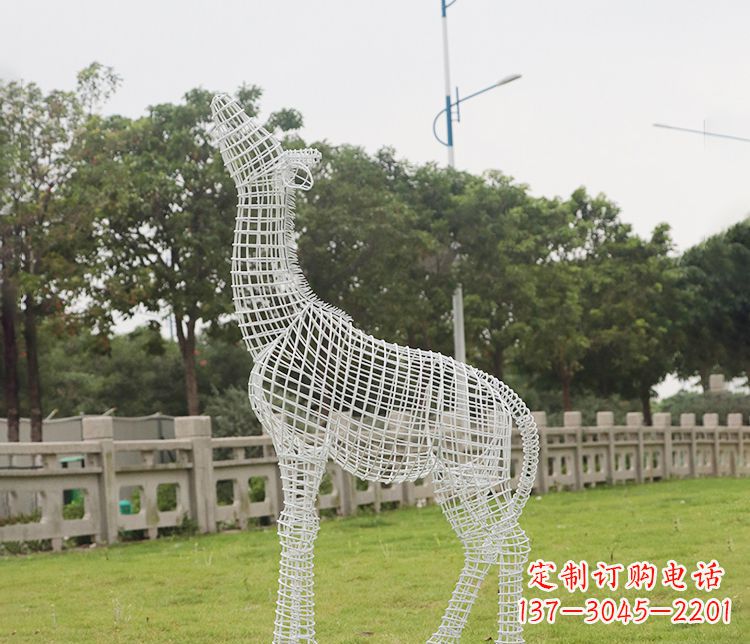湖南不锈钢园林镂空长颈鹿雕塑