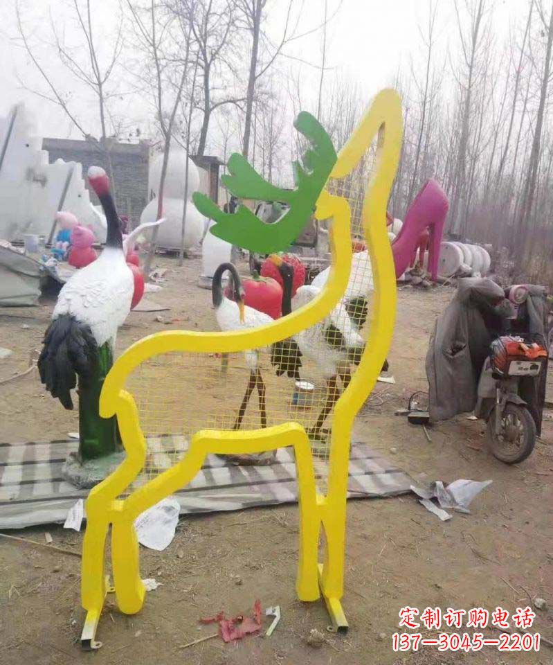 湖南不锈钢园林造型景观小鹿雕塑