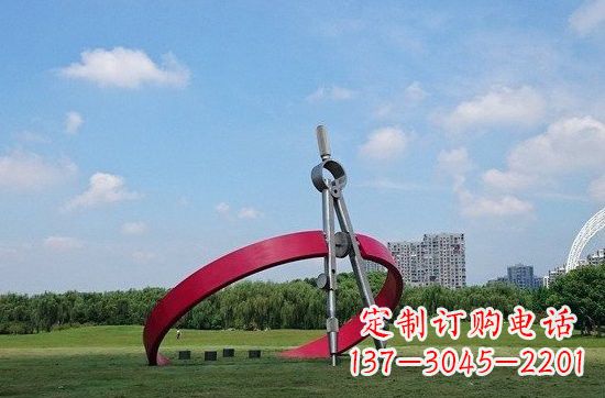 湖南不锈钢圆规雕塑2