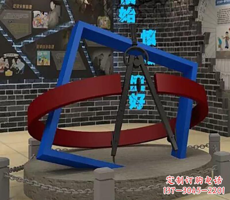 湖南不锈钢圆规景观雕塑