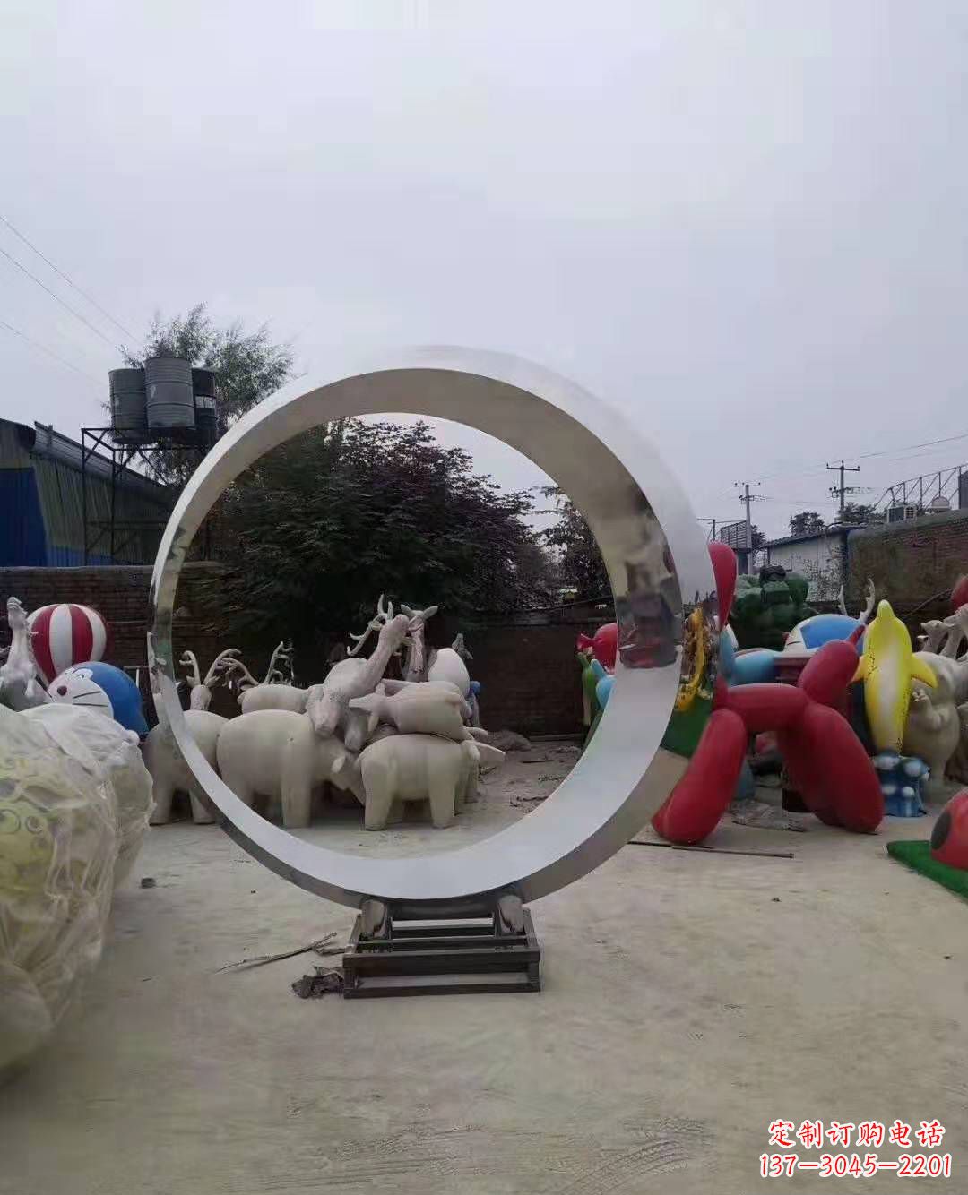 湖南不锈钢圆环雕塑广场景观雕塑户外摆件