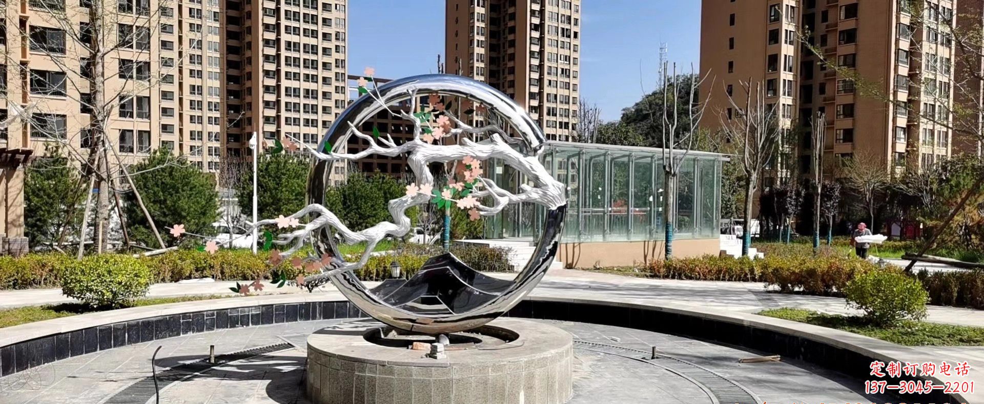 湖南不锈钢圆环景观雕塑222