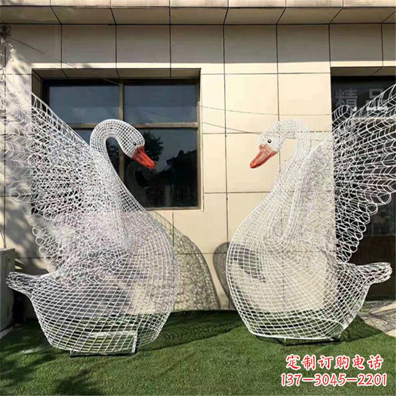 湖南不锈钢展翅网格天鹅雕塑——精美而绚丽
