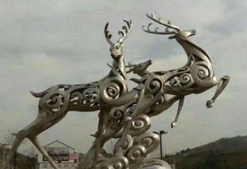 湖南梅花鹿雕塑——祥云梅花鹿广场的标志