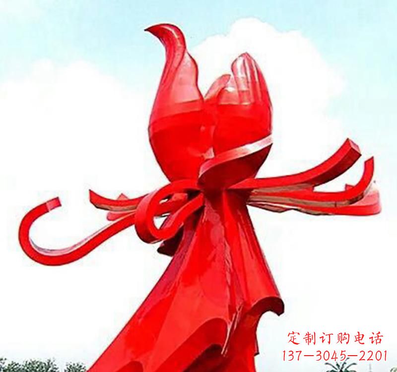 湖南不锈钢植物广场玫瑰花雕塑