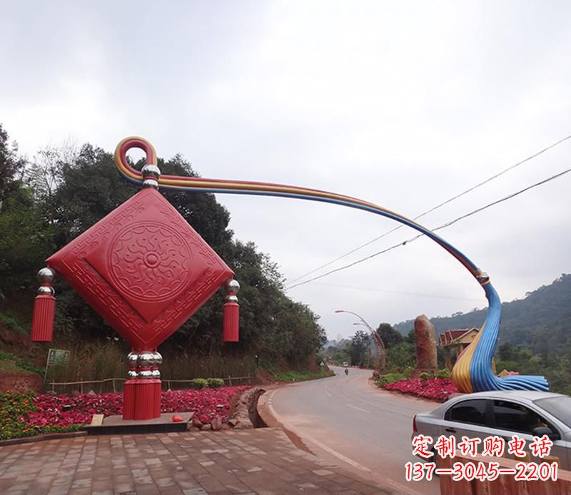 湖南不锈钢中国结拱门雕塑