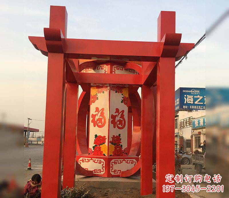 湖南不锈钢中国梦灯笼雕塑