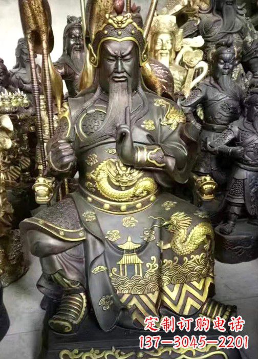 湖南彩绘关公神像
