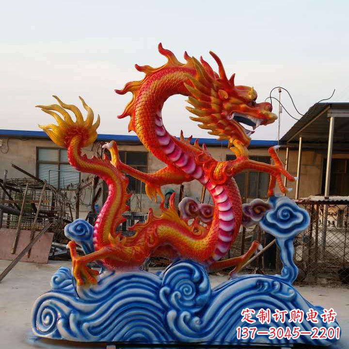 湖南彩绘龙神兽动物铜雕