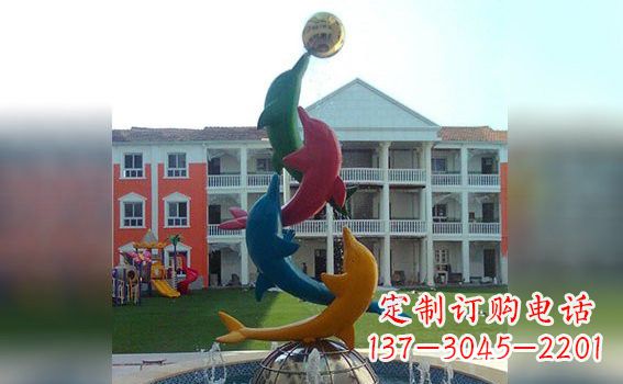 湖南彩色不锈钢海豚海洋动物景观标识