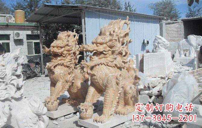 湖南踩球麒麟石雕