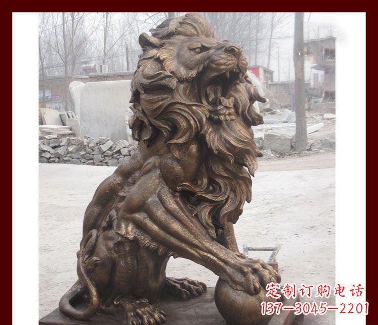 湖南传统工艺——踩球欧式狮子铜雕