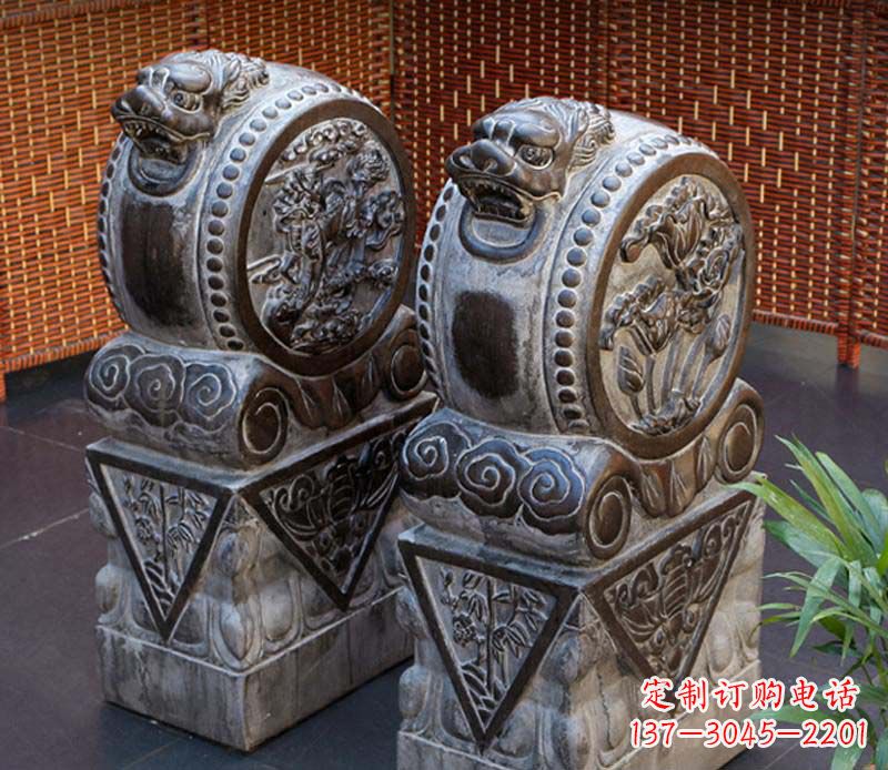 湖南茶楼景观仿古石门墩