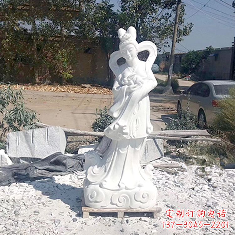 湖南嫦娥奔月石雕-汉白玉神话人物雕像