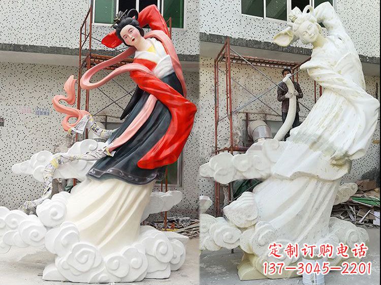 湖南神话中的嫦娥玻璃钢彩绘雕塑