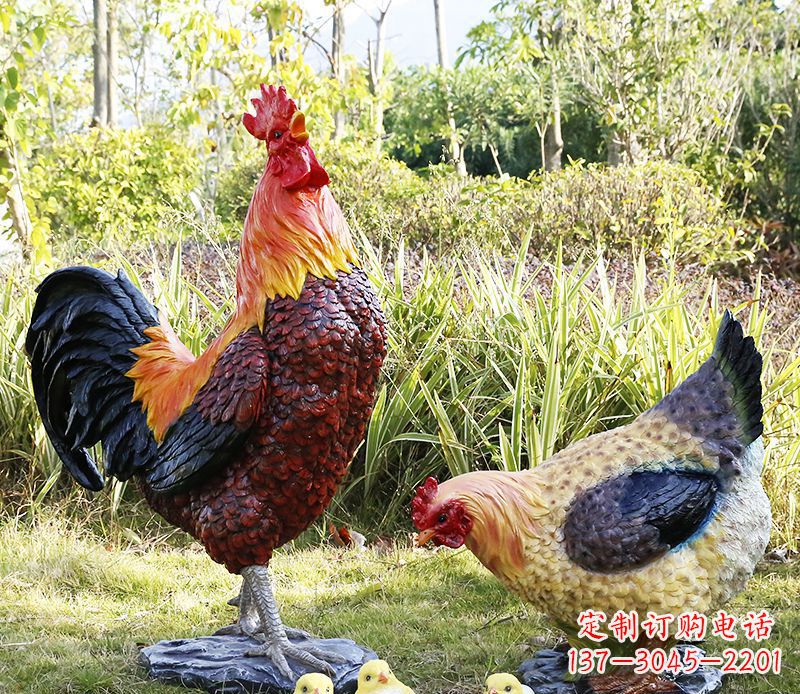 湖南公鸡雕塑完美的绿化环境装饰