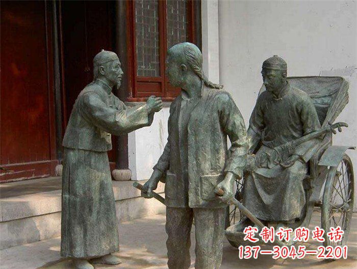 湖南车夫拉车古代人物铜雕