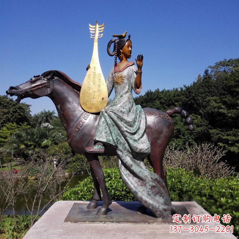 湖南沉鱼落雁典故美女人物王昭君出塞铜雕像